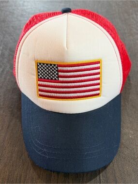 Snapback Trucker Red White and Blue American Flag Hat Infinity OSFM